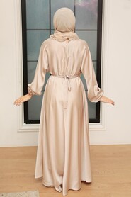 Beige Hijab Dress 5727BEJ - 3
