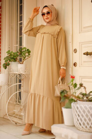 Beige Hijab Dress 7681BEJ - 1