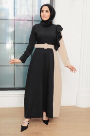 Beige Hijab Dress 7689BEJ - 1