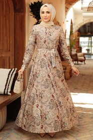 Beige Hijab Dress 7692BEJ - 1