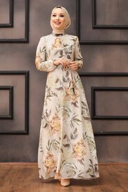 Beige Hijab Dress 815408BEJ - 1