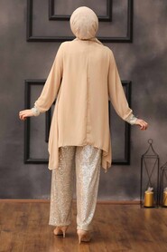 Beige Hijab Dual Suit Dress 1207BEJ - 2