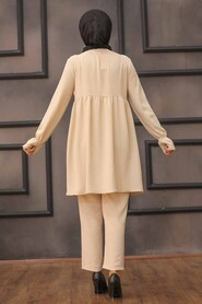 Beige Hijab Dual Suit Dress 1322BEJ - 2