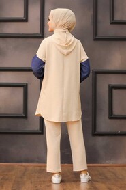 Beige Hijab Dual Suit Dress 1426BEJ - 2