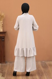 Beige Hijab Dual Suit Dress 2428BEJ - 2