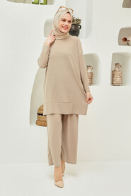 Beige Hijab Dual Suit Dress 50150BEJ - 1