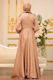  Long Sleeve Beige Hijab Evening Dress 3145BEJ - 4