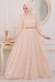  Stylish Beige Muslim Wedding Dress 40440BEJ - 1