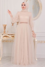  Stylish Beige Muslim Wedding Dress 40440BEJ - 2