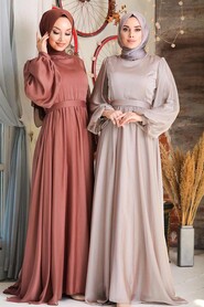  Elegant Beige Islamic Clothing Evening Gown 5215BEJ - 2