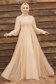  Plus Size Beige Islamic Wedding Gown 5478BEJ - 1