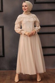  Modern Beige Hijab Dress 76231BEJ - 1