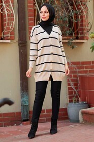 Beige Hijab Knitwear Cardigan 2428BEJ - 1