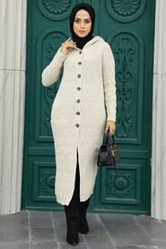 Beige Hijab Knitwear Cardigan 70250BEJ - 1