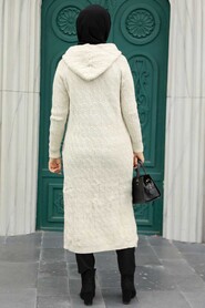 Beige Hijab Knitwear Cardigan 70250BEJ - 3
