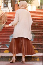 Beige Hijab Knitwear Cardigan 7904BEJ - 2