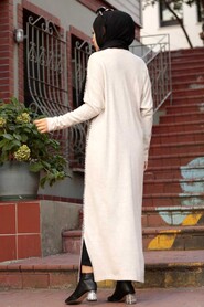 Beige Hijab Knitwear Dress 3052BEJ - 2