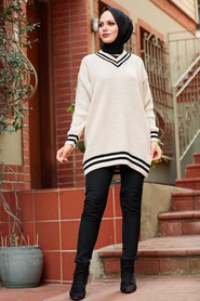 Beige Hijab Knitwear Jumper 7854BEJ - 2