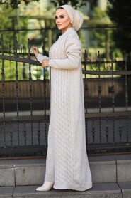 Beige Hijab Knitwear Suit 15020BEJ - 2