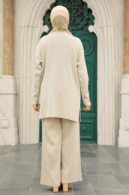 Beige Hijab Knitwear Suit Dress 4052BEJ - 3