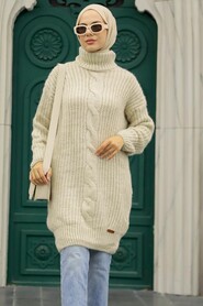 Beige Hijab Knitwear Sweater 30051BEJ - 1