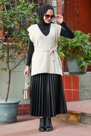 Beige Hijab Knitwear Sweater 46500BEJ - 1