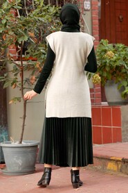 Beige Hijab Knitwear Sweater 46500BEJ - 2
