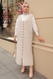 Beige Hijab Knitwear Vest 3324BEJ - 1