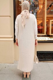 Beige Hijab Knitwear Vest 3324BEJ - 3