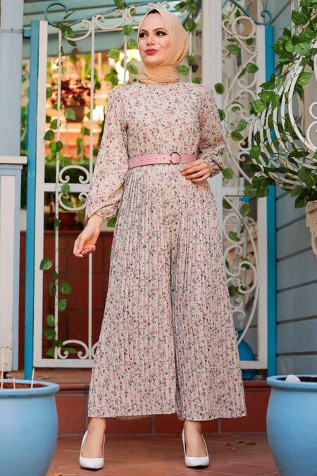 Beige Hijab Overalls 22181BEJ - NEVA STYLE