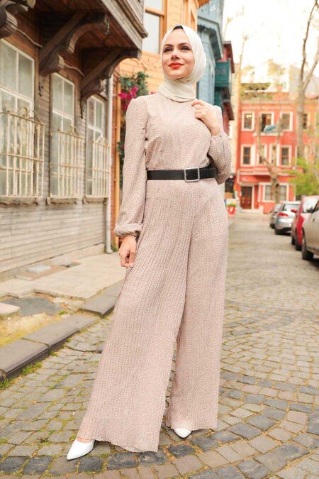 Beige Hijab Overalls 2896BEJ - NEVA STYLE