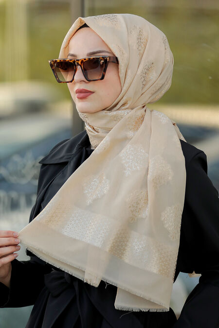 Beige Hijab Shawl 7531BEJ - NEVA STYLE