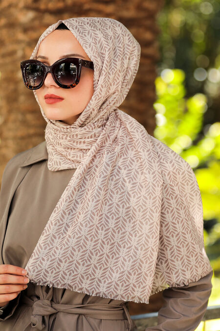 Beige Hijab Shawl 7534BEJ - NEVA STYLE