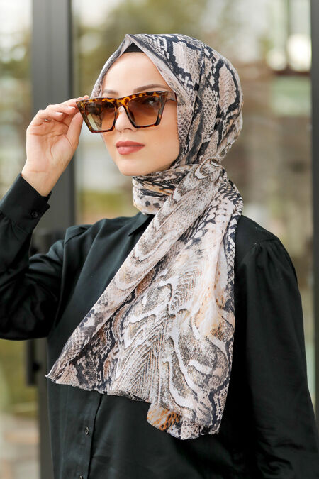 Beige Hijab Shawl 7537BEJ - NEVA STYLE