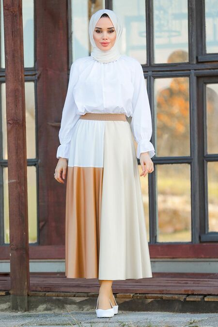 Beige Hijab Skirt 22151BEJ - NEVA STYLE