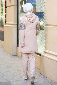 Beige Hijab Suit Dress 11370BEJ - 5