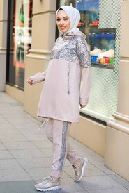 Beige Hijab Suit Dress 11370BEJ - 3