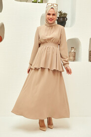 Beige Hijab Suit Dress 15090BEJ - 1