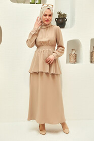 Beige Hijab Suit Dress 15090BEJ - 2