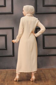 Beige Hijab Suit Dress 15142BEJ - 2