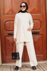 Beige Hijab Suit Dress 1927BEJ - 1