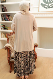 Beige Hijab Suit Dress 41372BEJ - 2