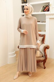 Beige Hijab Suit Dress 50301BEJ - 1