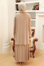 Beige Hijab Suit Dress 50301BEJ - 2