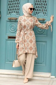 Beige Hijab Suit Dress 5185BEJ - 1