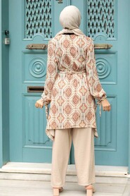 Beige Hijab Suit Dress 5185BEJ - 3