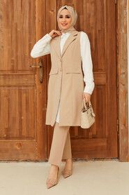 Beige Hijab Suit Dress 5682BEJ - 1