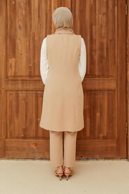 Beige Hijab Suit Dress 5682BEJ - 3