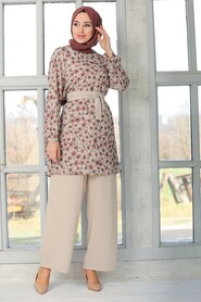 Beige Hijab Suit Dress 7105BEJ - 1