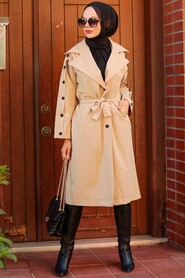 Beige Hijab Trenchcoat 8919BEJ - 1